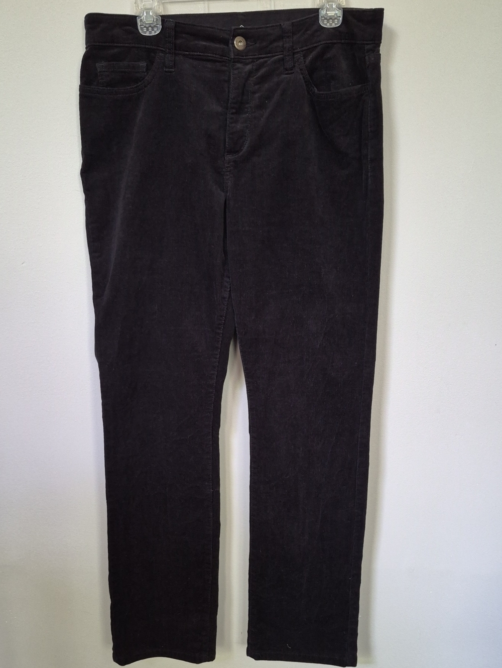 St. John's Bay Black Straight-Leg Stretch Corduroy Jeans Womens 12 Office Fall